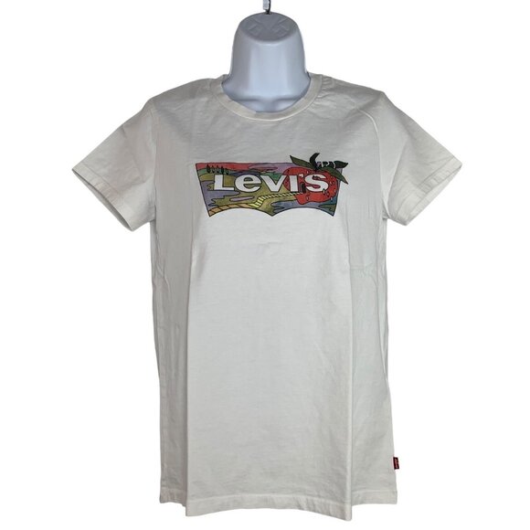 Levi's Tops - Levis Womens White Graphic T-Shirt Size S/P